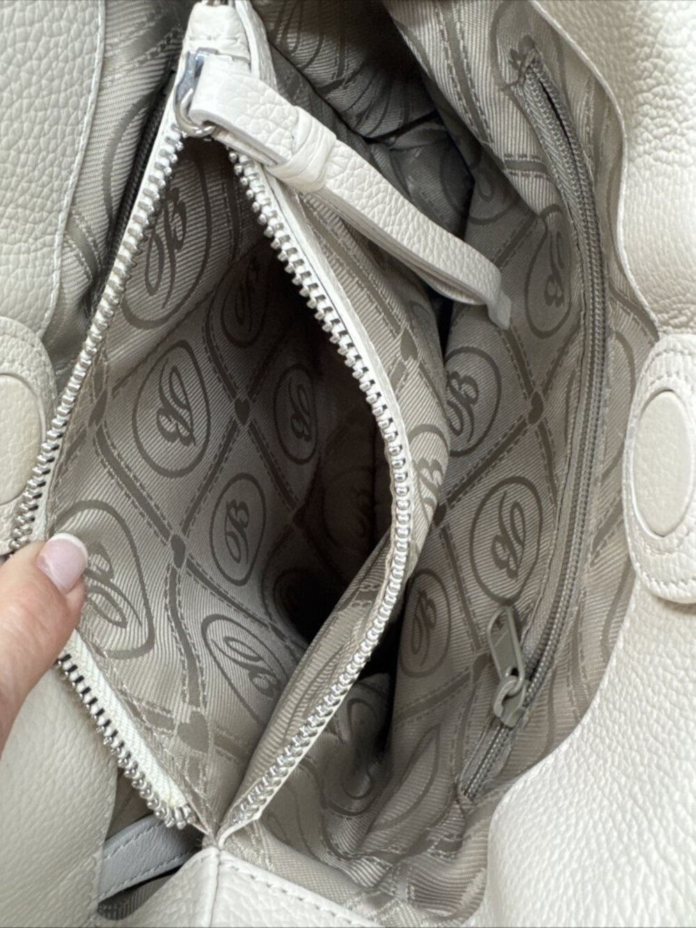 BRIGHTON Purse Ferrara Collection Noelle Cream Handbag Shoulder Pebbled Leather - Picture 6 of 13